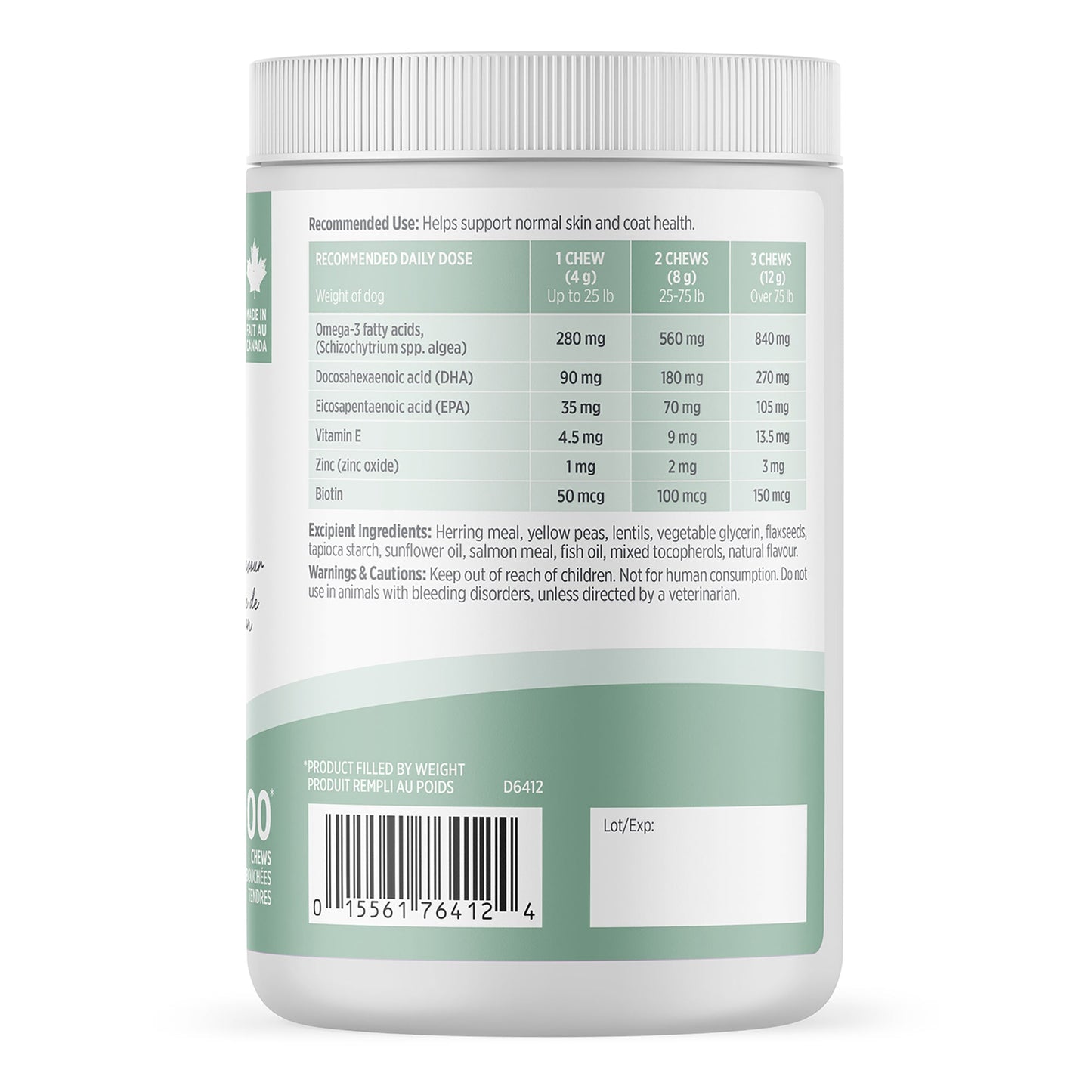 Nutrience Care Supplement for Dogs - Skin & Coat - 100 soft chews - 400 g URBAN PAW PETS