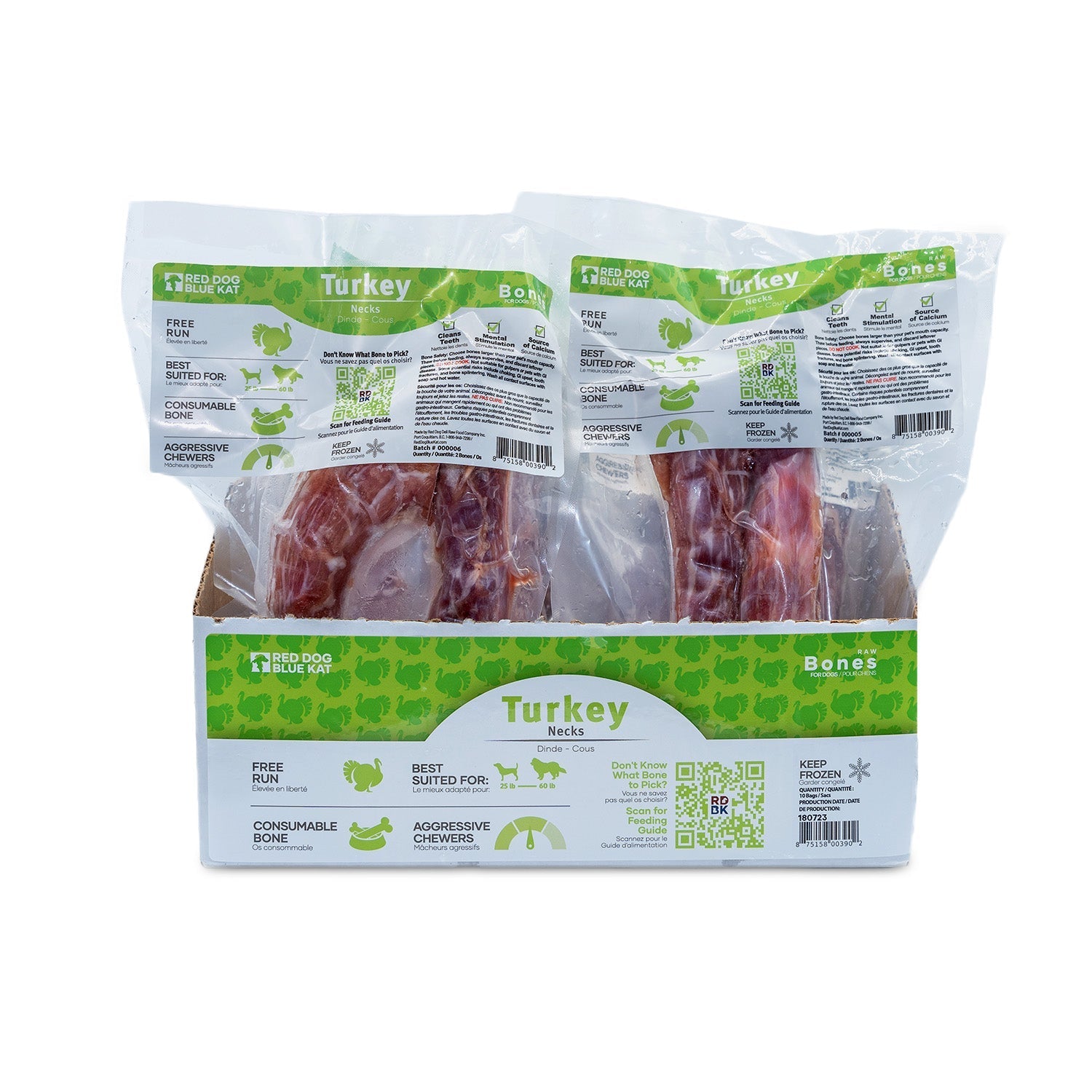 Non-medicated Turkey Neck Bones (2 per Pkg) Red Dog Blue Kat