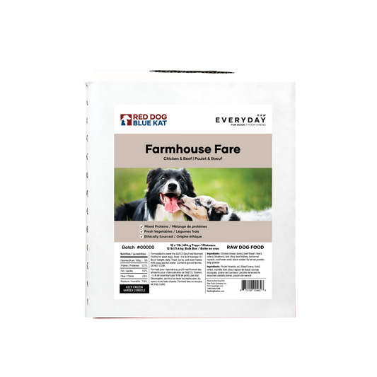 Everyday Raw Farmhouse Fare (Chicken & Beef ) for Dogs Bulk (12 x 1lb) Red Dog Blue Kat
