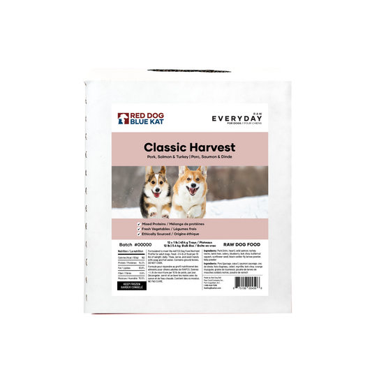 Everyday Raw Classic Harvest (Pork, Fish & Turkey) for Dogs Bulk (12 x 1lb) Red Dog Blue Kat