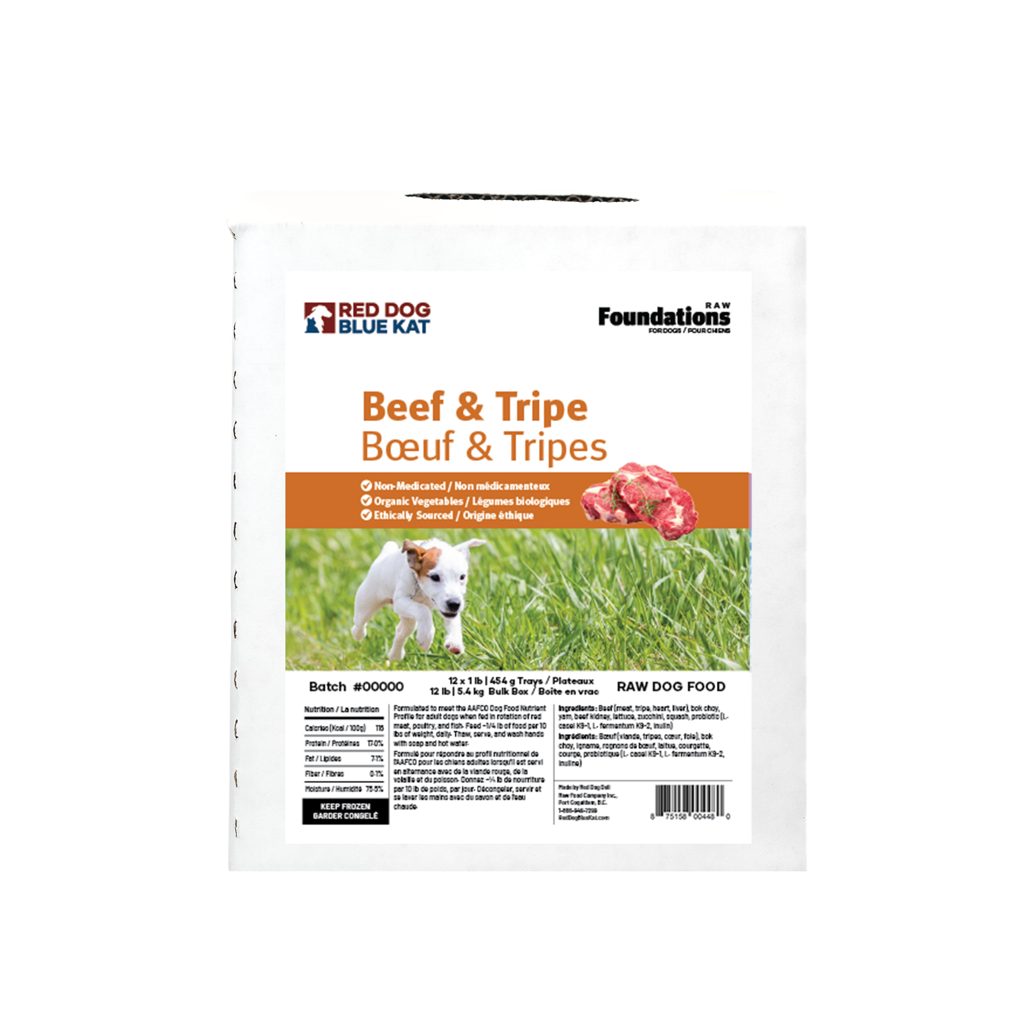 Foundations Beef & Tripe Recipe for Dogs - Bulk (12 x 1lb) Red Dog Blue Kat