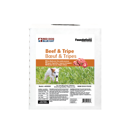 Foundations Beef & Tripe Recipe for Dogs - Bulk (12 x 1lb) Red Dog Blue Kat