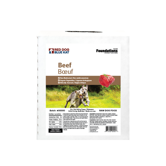 Foundations Beef (no Tripe) Recipe for Dogs - Bulk (12 x 1 lb) Red Dog Blue Kat