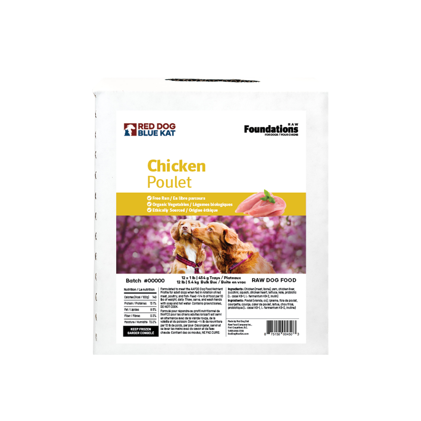 Foundations Chicken Recipe for Dogs - Bulk (12 x 1lb) Red Dog Blue Kat