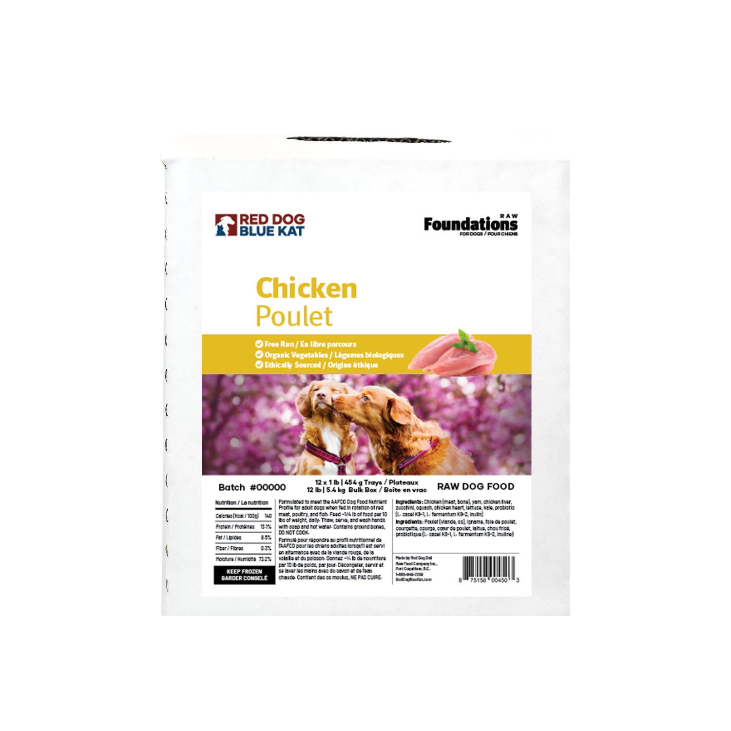 Foundations Chicken Recipe for Dogs - Bulk (12 x 1lb) Red Dog Blue Kat