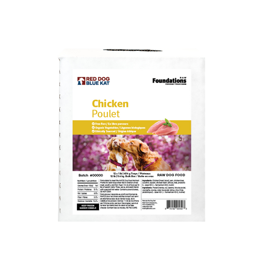 Foundations Chicken Recipe for Dogs - Bulk (12 x 1lb) Red Dog Blue Kat