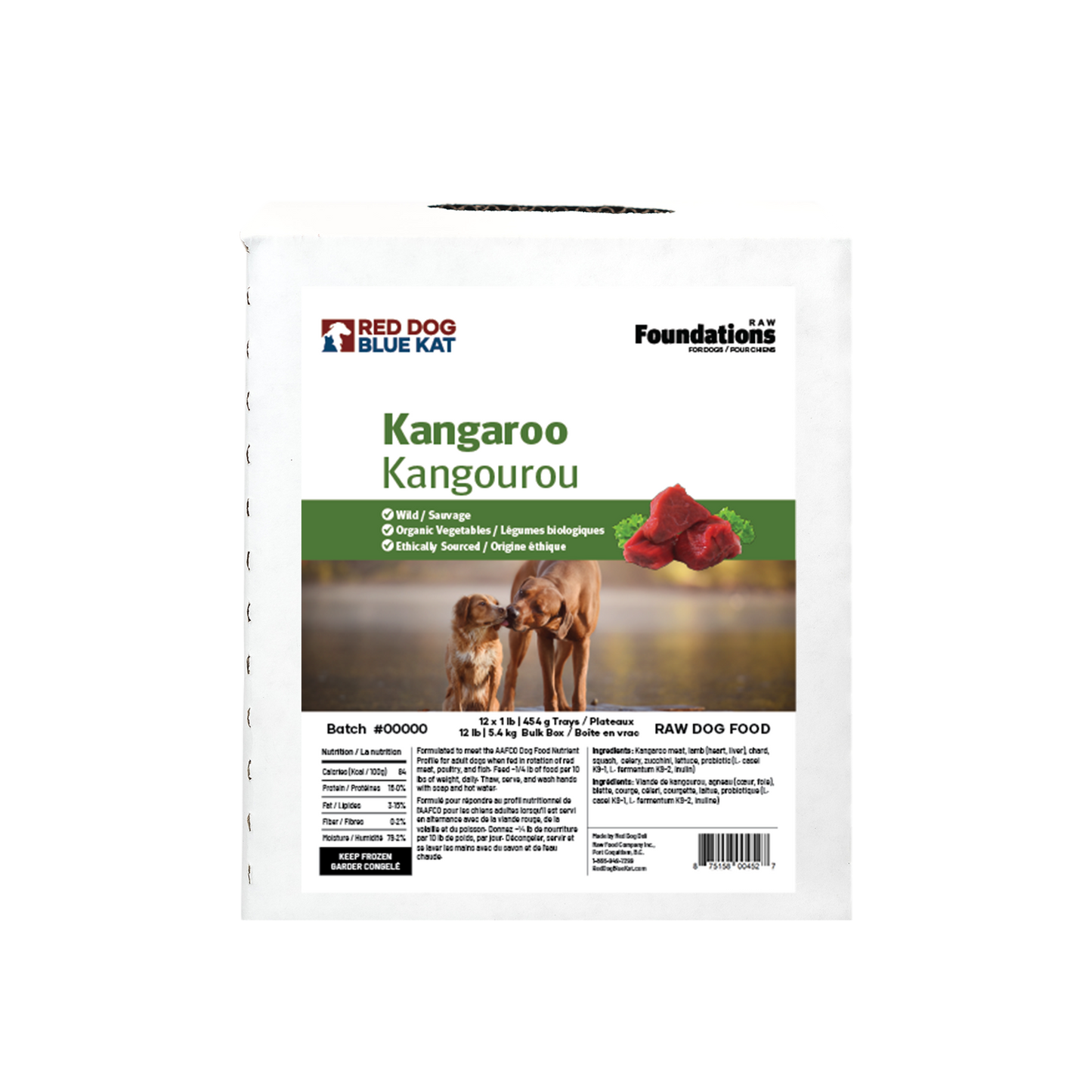 Foundations Kangaroo Recipe for Dogs - Bulk (12 x 1lb) Red Dog Blue Kat