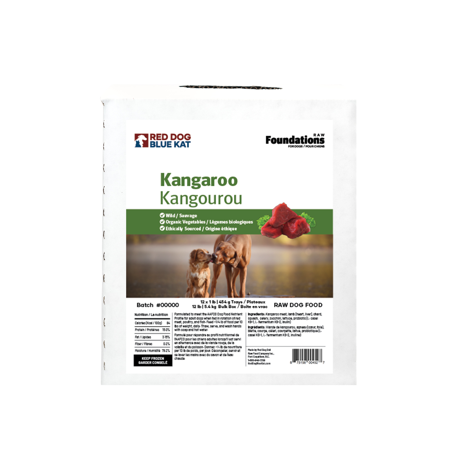 Foundations Kangaroo Recipe for Dogs - Bulk (12 x 1lb) Red Dog Blue Kat