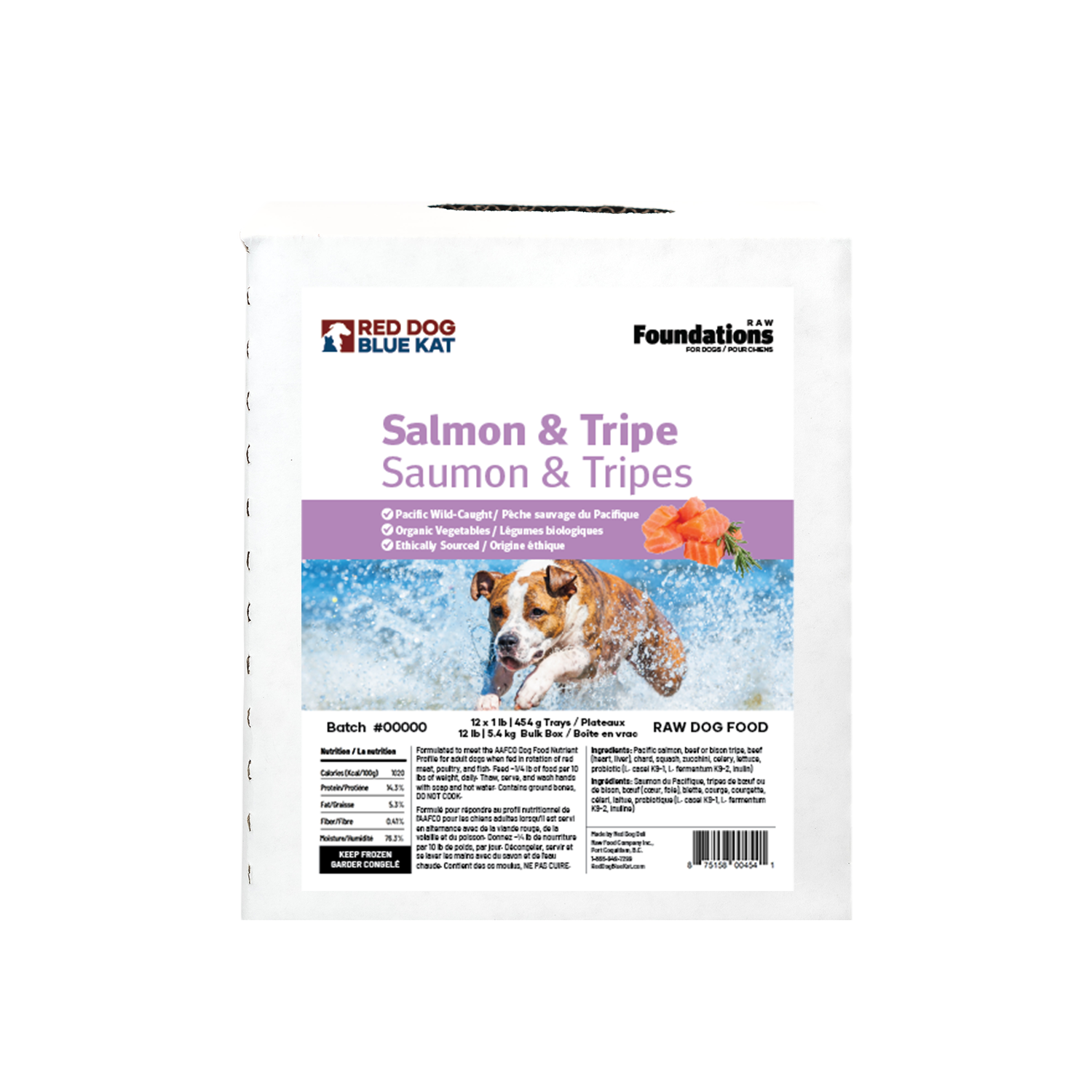 Foundations Salmon & Tripe Recipe for Dogs - Bulk (12 x 1lb) Red Dog Blue Kat