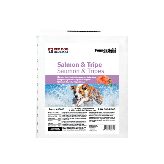 Foundations Salmon & Tripe Recipe for Dogs - Bulk (12 x 1lb) Red Dog Blue Kat