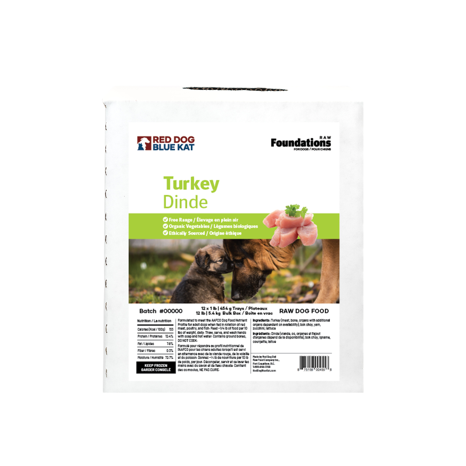Foundations Turkey Recipe for Dogs - Bulk (12 x 1lb) Red Dog Blue Kat