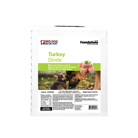 Foundations Turkey Recipe for Dogs - Bulk (12 x 1lb) Red Dog Blue Kat