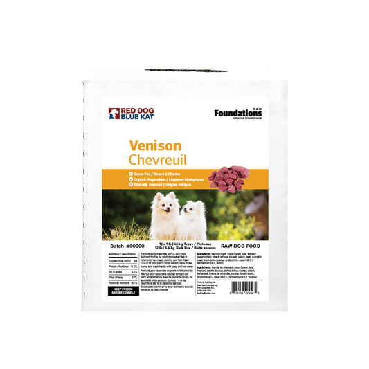Foundations Venison Recipe for Dogs - Bulk (12 x 1lb) Red Dog Blue Kat