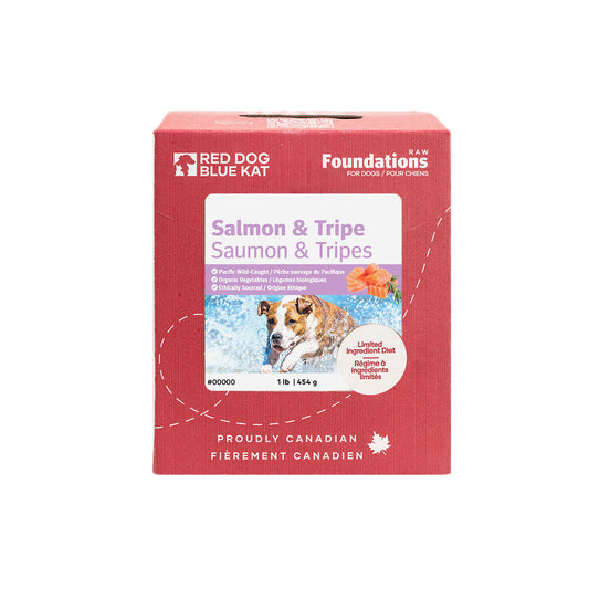 Foundations Dog Salmon & Tripe 1 lb (8 per case) Red Dog Blue Kat