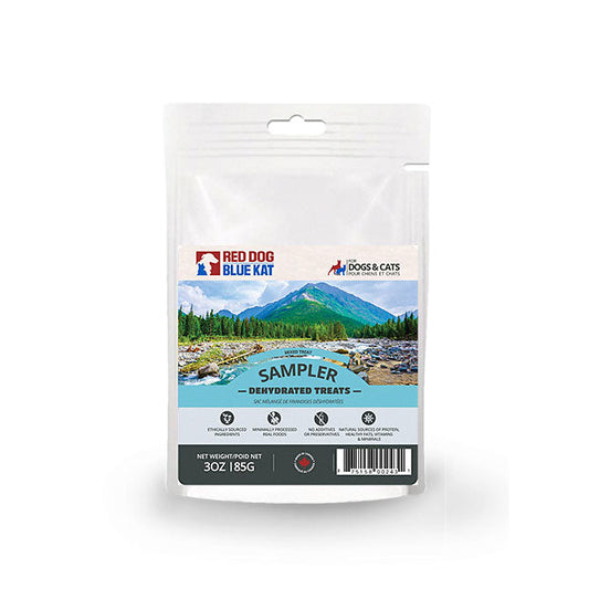 Sampler of Dehydrated Treats 85g bag Red Dog Blue Kat