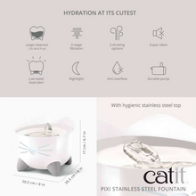 Catit PIXI Fountain - White with Stainless Steel Top - 2.5 L URBAN PAW PETS