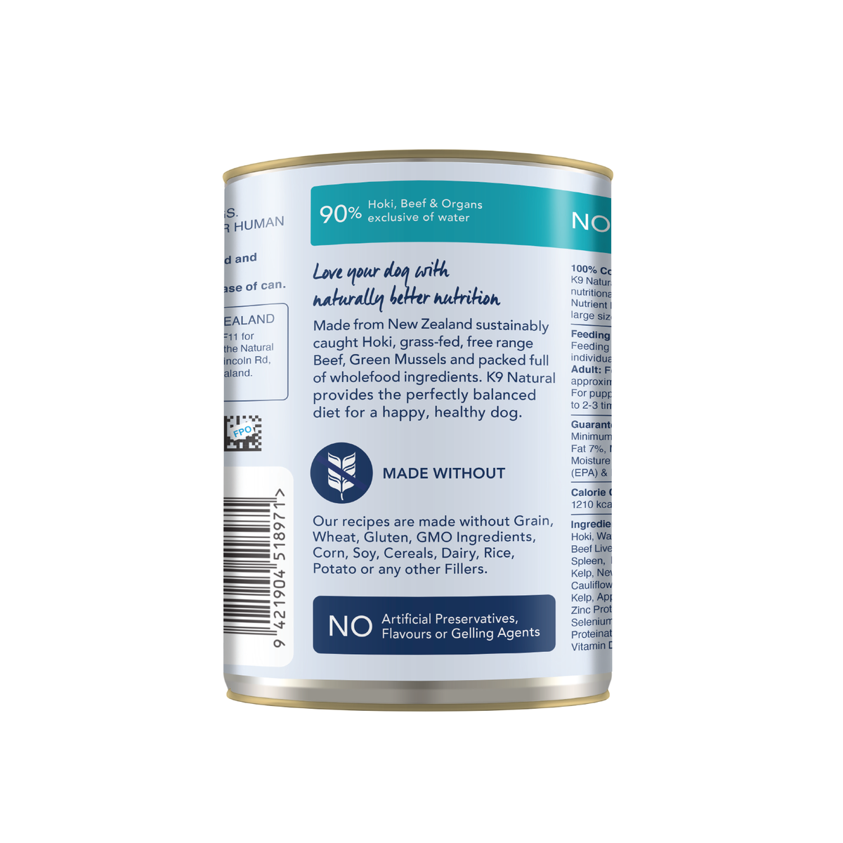 K9 Natural - Canned - Hoki & Beef Feast