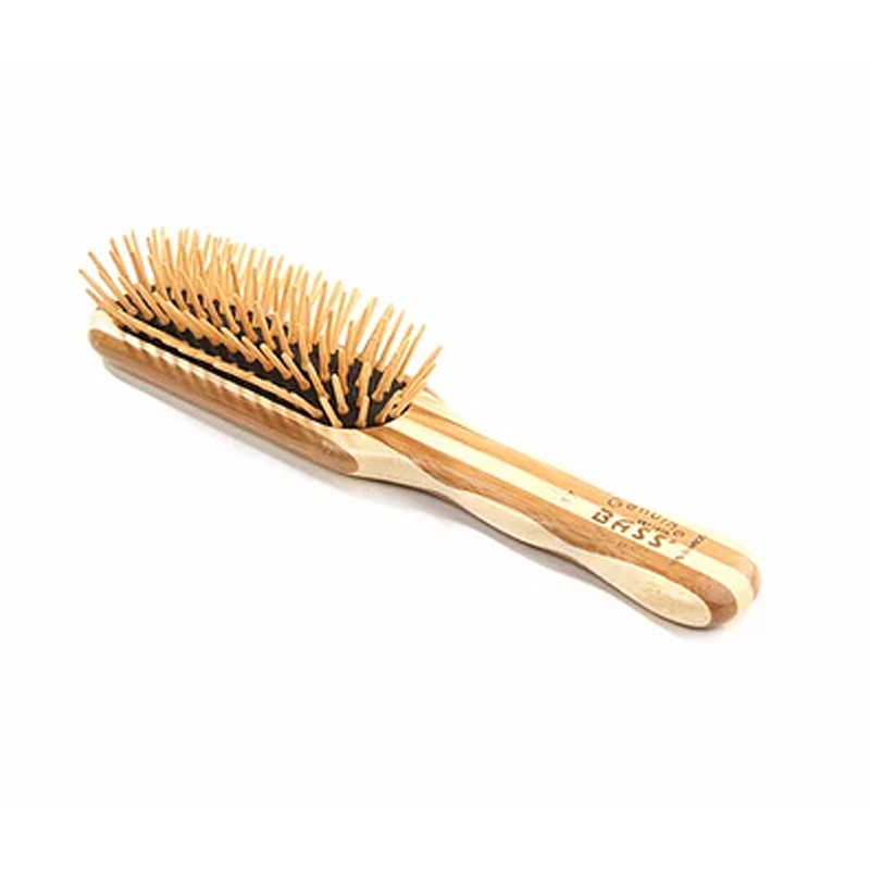 Bass Brushes - The Green Brush - Bamboo Handle and Pins Medium Paddle