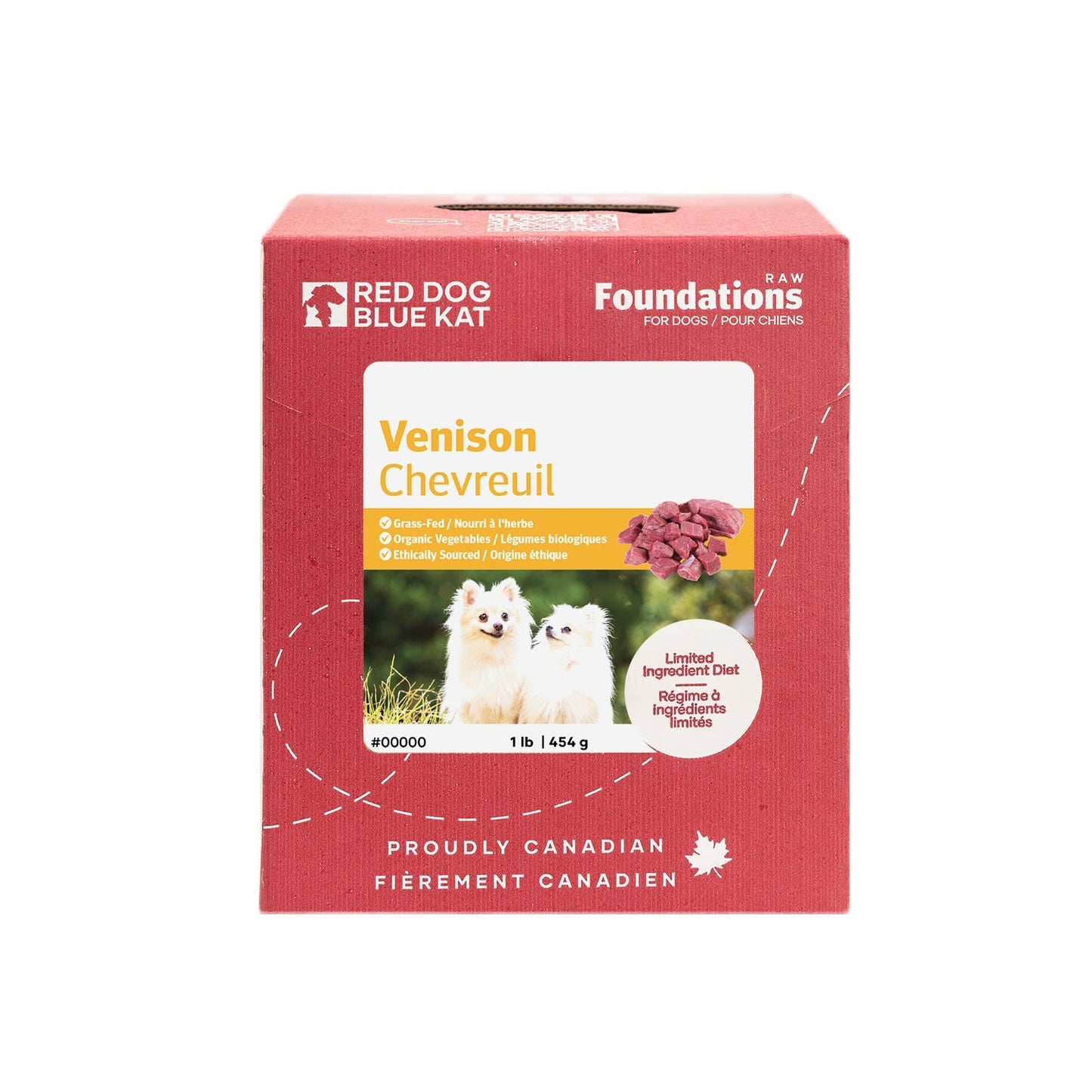 Foundations Dog Venison 1 lb (8 per case) Red Dog Blue Kat