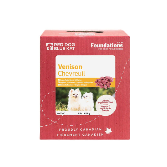 Foundations Dog Venison 1 lb (8 per case) Red Dog Blue Kat