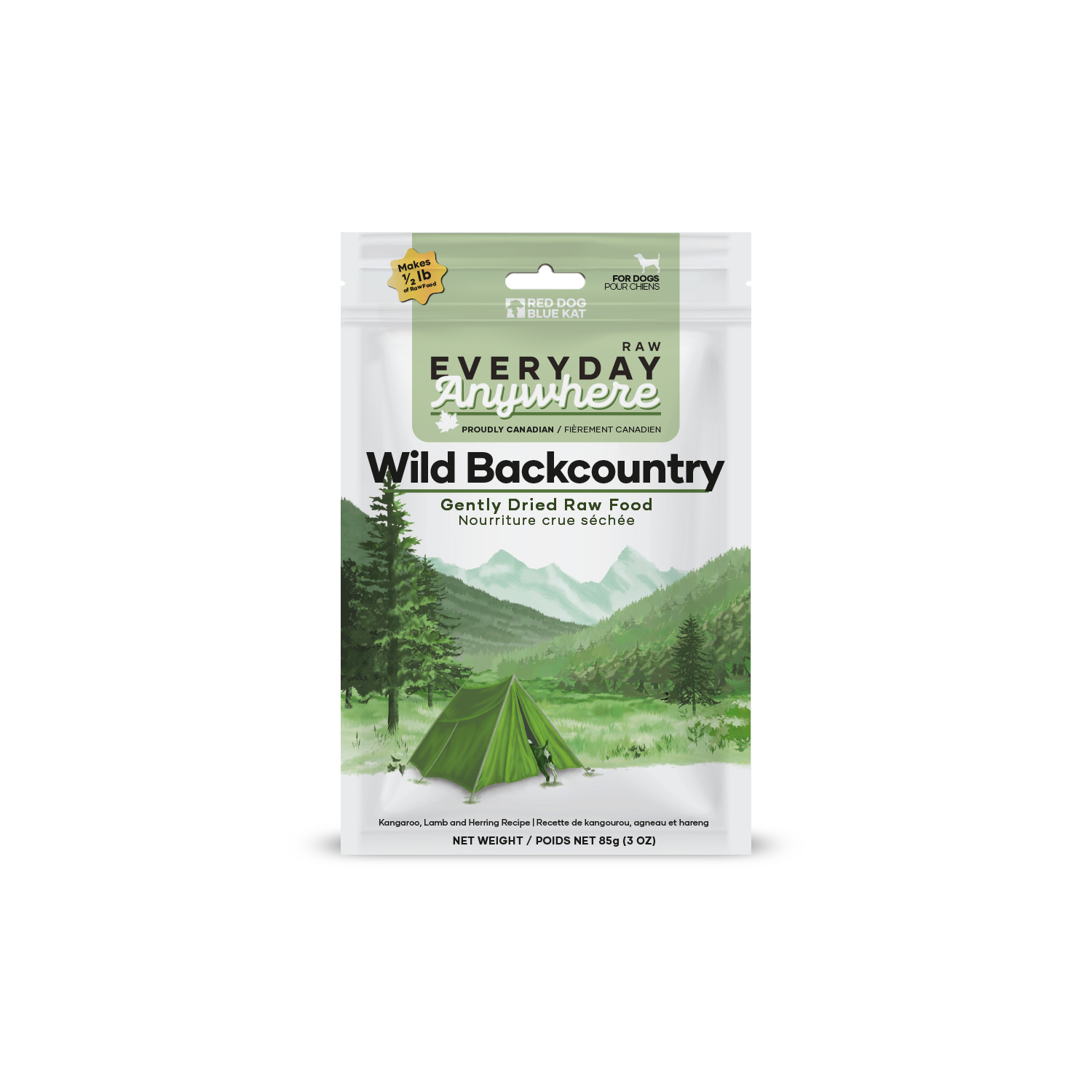 Everyday Raw Anywhere Wild Backcountry for Dog (85 g bag) Red Dog Blue Kat