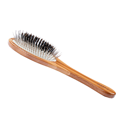 Bass Brushes - Wire/Boar Pet Groomer - Bamboo Wood Handle