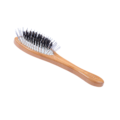 Bass Brushes - Wire/Boar Pet Groomer - Bamboo Wood Handle
