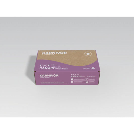 KARNIVOR Dog Raw Frozen Duck w/probiotics 24lb Bulk Case
