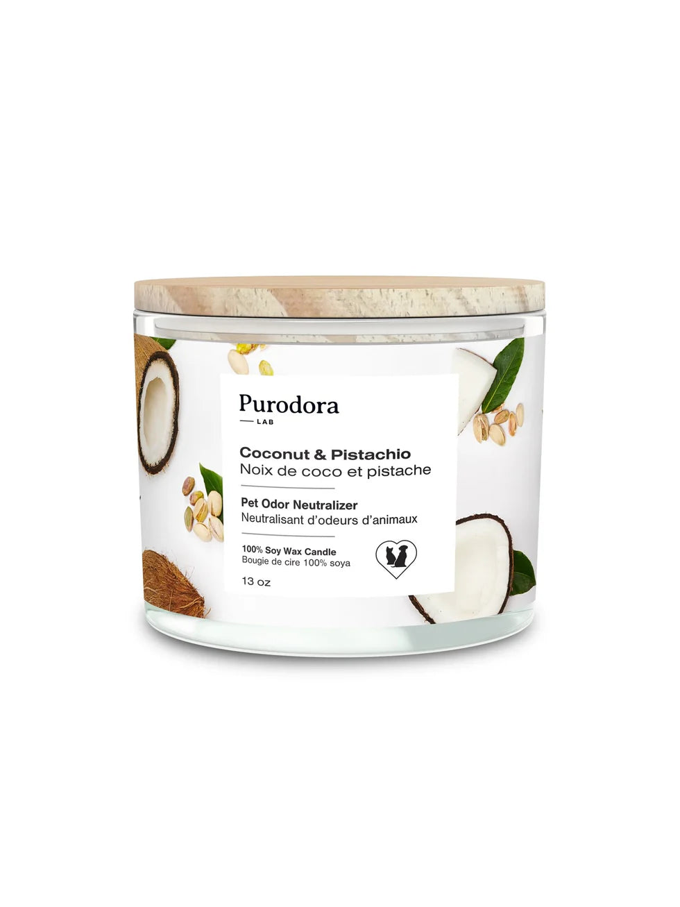 PURODORA Odor Neutralizer Coconut-Pistachio Soy Wax Candle URBAN PAW PETS