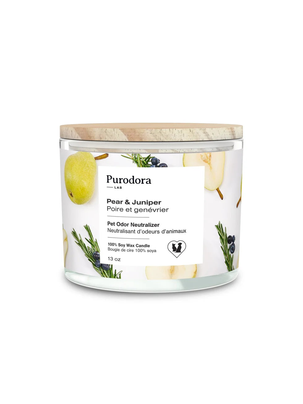 PURODORA Odor Neutralizer Pear-Juniper Soy Wax Candle URBAN PAW PETS