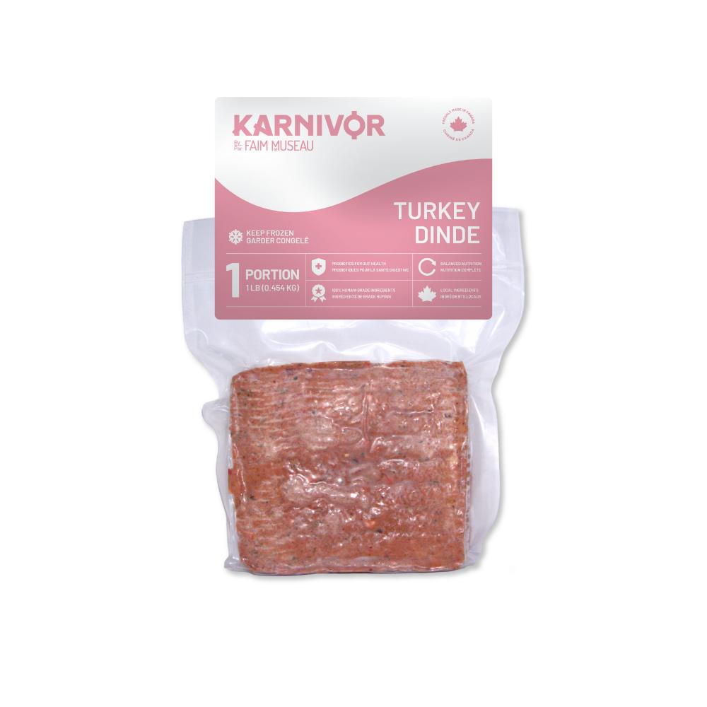 KARNIVOR Dog Raw Frozen Turkey 16oz Single Portion